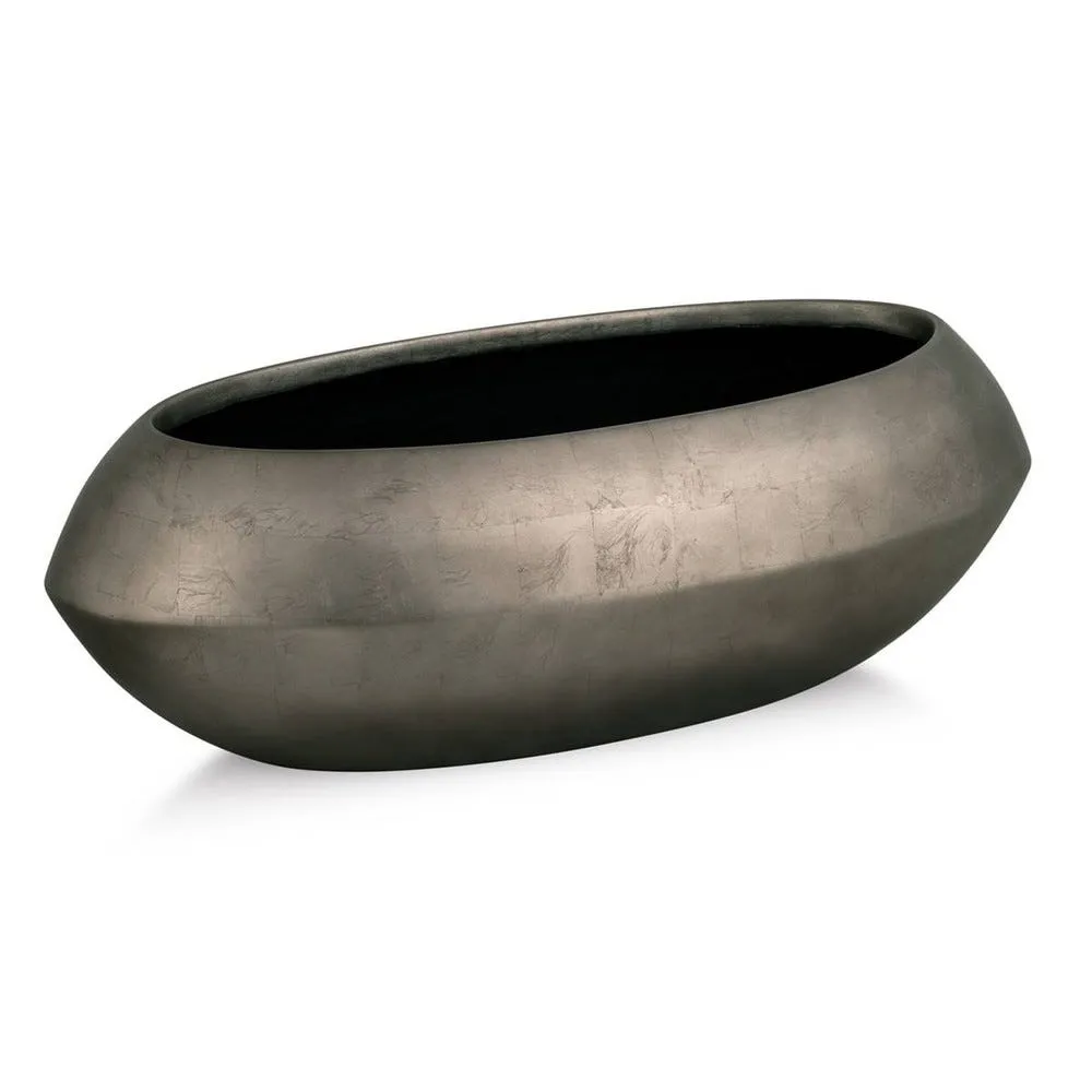 Bac résine synthétique long 48xl 22cm h17cm int. Vase long métal bronze
