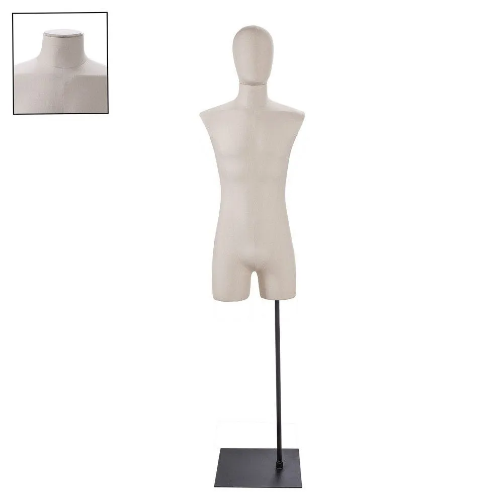 Buste homme long couture tissu écru socle noir - Modèle 156