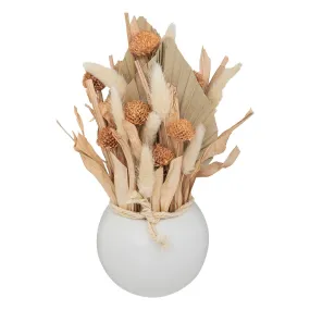 Composition en fleurs séchées dans un pot en grès H 25cm 