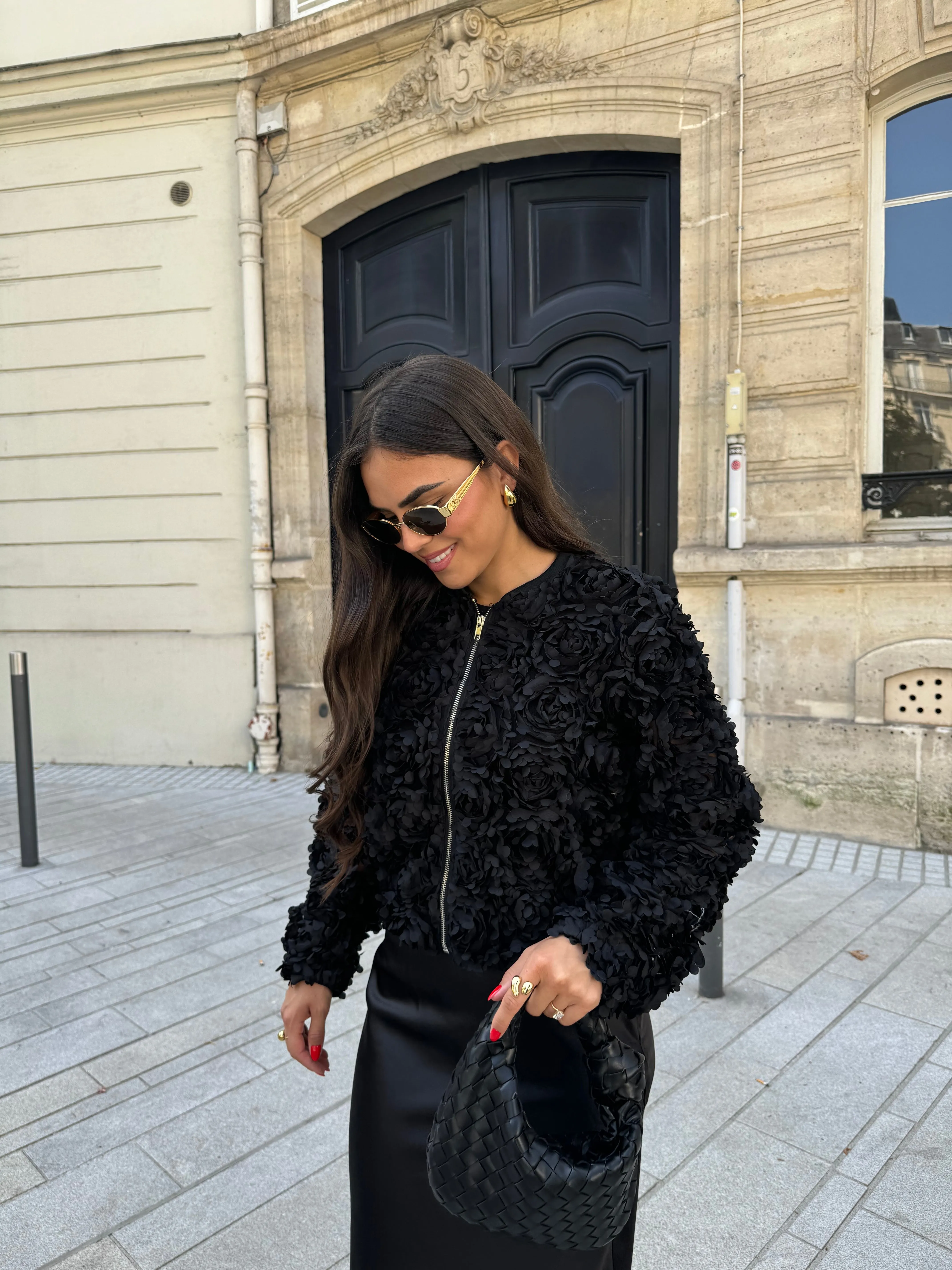 Gilet fleur noir bisou’s (4587)