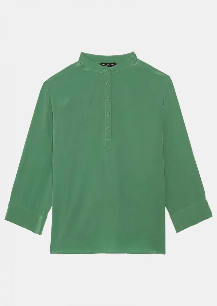Hauts TARA JARMON Femme | Top Titouan vert pale en crêpe de chine