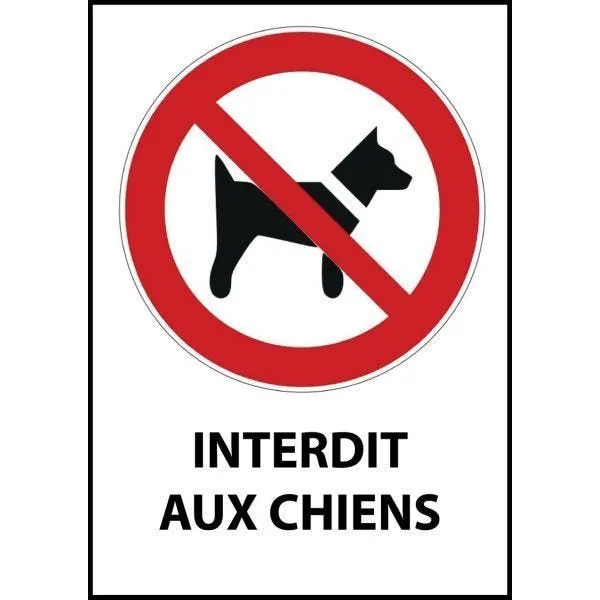 Panneau 'interdit aux chiens' p021 autocollant a4