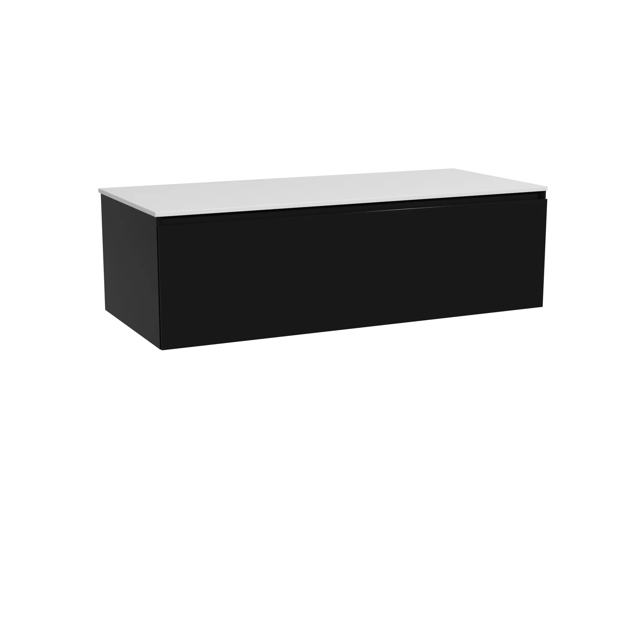 Storke Edge meuble salle de bains suspendu 120 x 52 cm noir mat avec Tavola tablette simple ou double en solid surface blanc mat