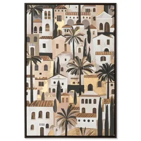 Tableau Dialosie Beige Maisons dorées 90x60cm
